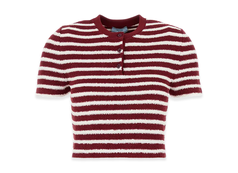 PRADA Women's Embroideterry Fabric Polo Shirt "Stripped"