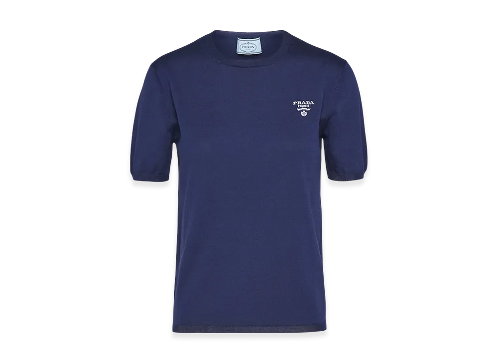 PRADA Women's Silk Cotton Sweater "Navy"