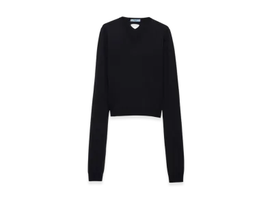 PRADA Women's Wool V-Neck Sweater "Navy"