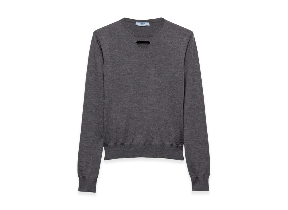 PRADA Women's Wool Crew-Neck Sweater "Grey"