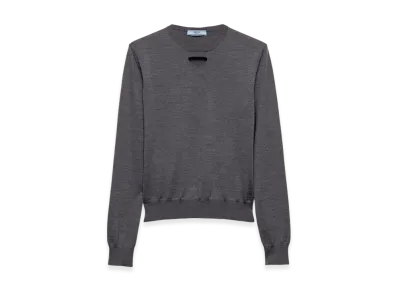 PRADA Women's Wool Crew-Neck Sweater "Grey"