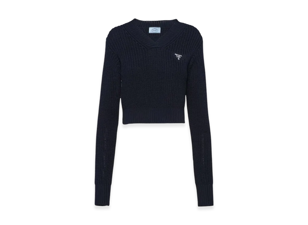PRADA Women's Cotton Crewneck Sweater "Blue"