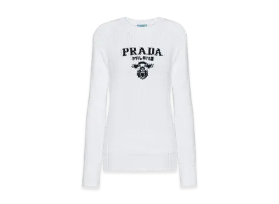 PRADA Women's Cotton Crewneck Sweater "White"