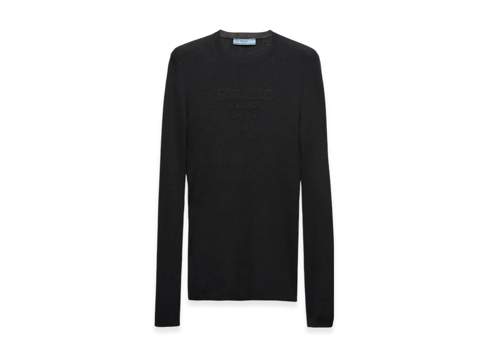 PRADA Women's Superfine Wool Crewneck Sweater "Black"