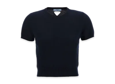 PRADA Women's Cut-Out Logo Sweater "Blue"