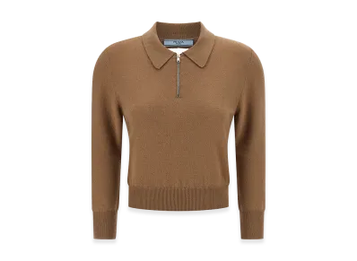 PRADA Women's Wool Polo Shirt "Camel"