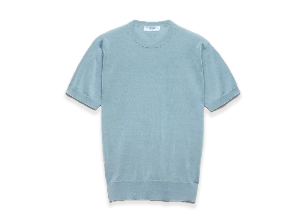 PRADA Cotton Crewneck Sweater "Blue"