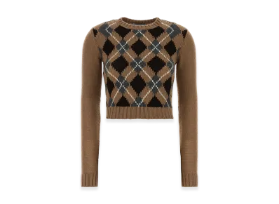 PRADA Women's Argyle Sweater "Camel"