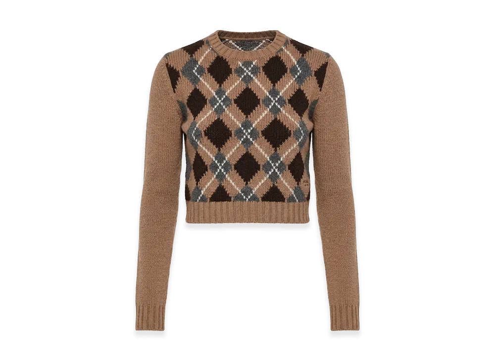 PRADA Women's Argyle Sweater "Camel"