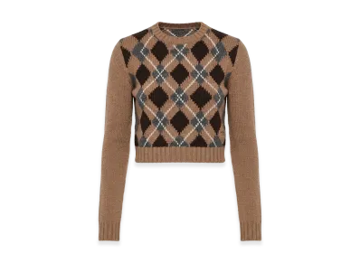 PRADA Women's Argyle Sweater "Camel"