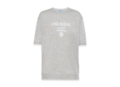 PRADA Women's Cashmere Crewneck Sweater "Marble Gray"
