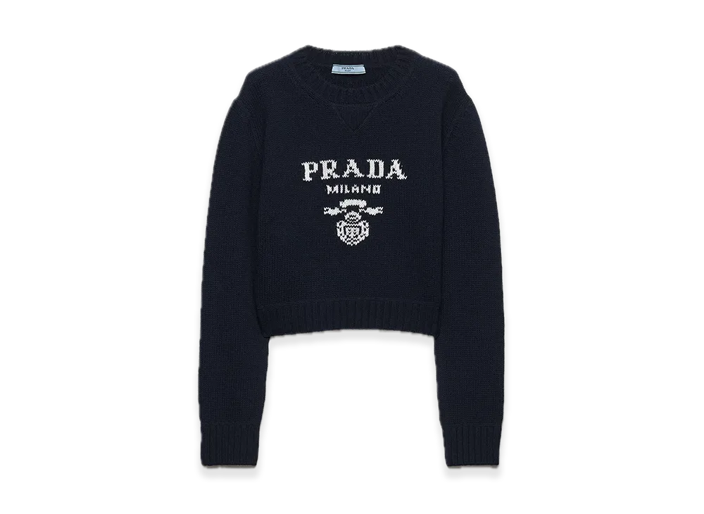 PRADA Wool x Cashmere Crewneck Sweater "Navy"