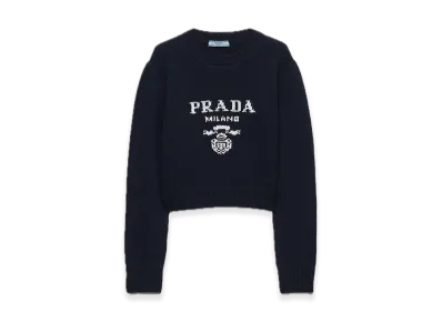 PRADA Wool x Cashmere Crewneck Sweater "Navy"