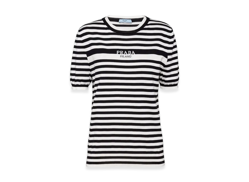 PRADA Women's Cotton T-Shirt "White/Blue"