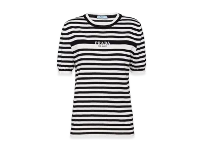 PRADA Women's Cotton T-Shirt "White/Blue"