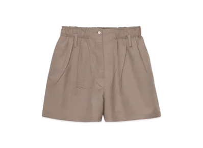 PRADA Women's Mouline Wool Shorts "Sand Beige"