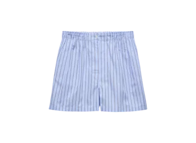 PRADA Women's Striped Poplin Bermudas "Gray/Blue"