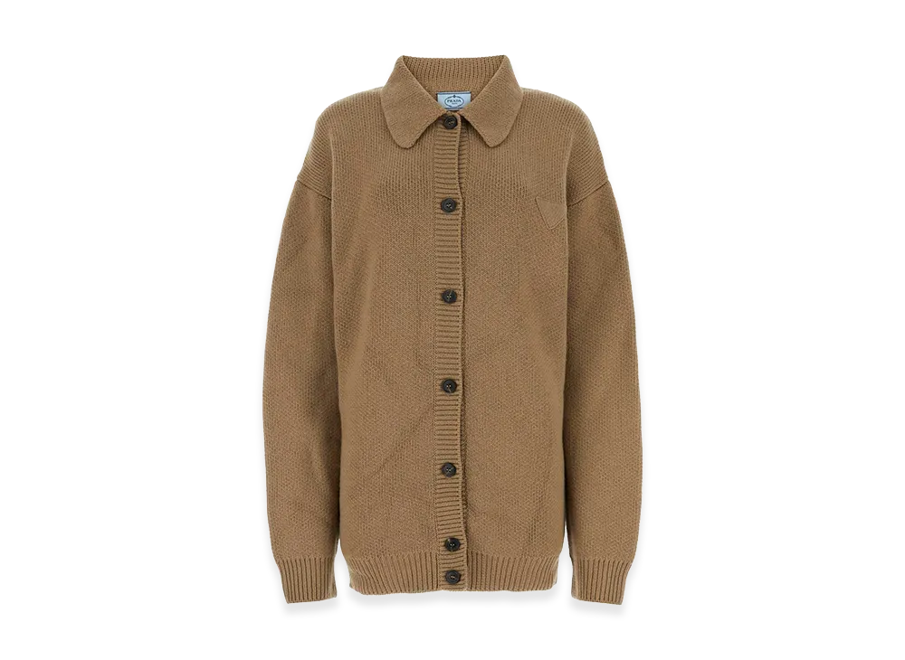 PRADA Women's Biscuit Cashmere Cardigan "Camel"