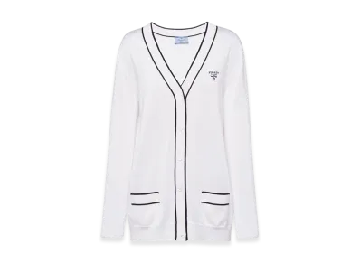 PRADA Women's Silk Cardigan "White/Black"