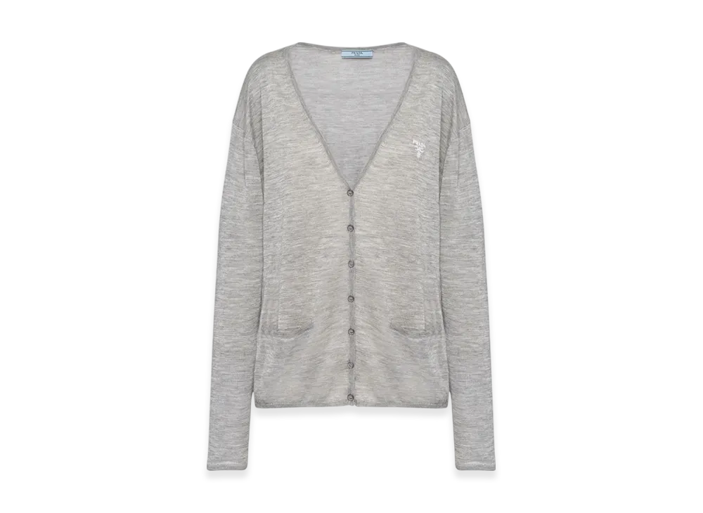 PRADA Women's Cashmere and Silk Cardigan "Grey"