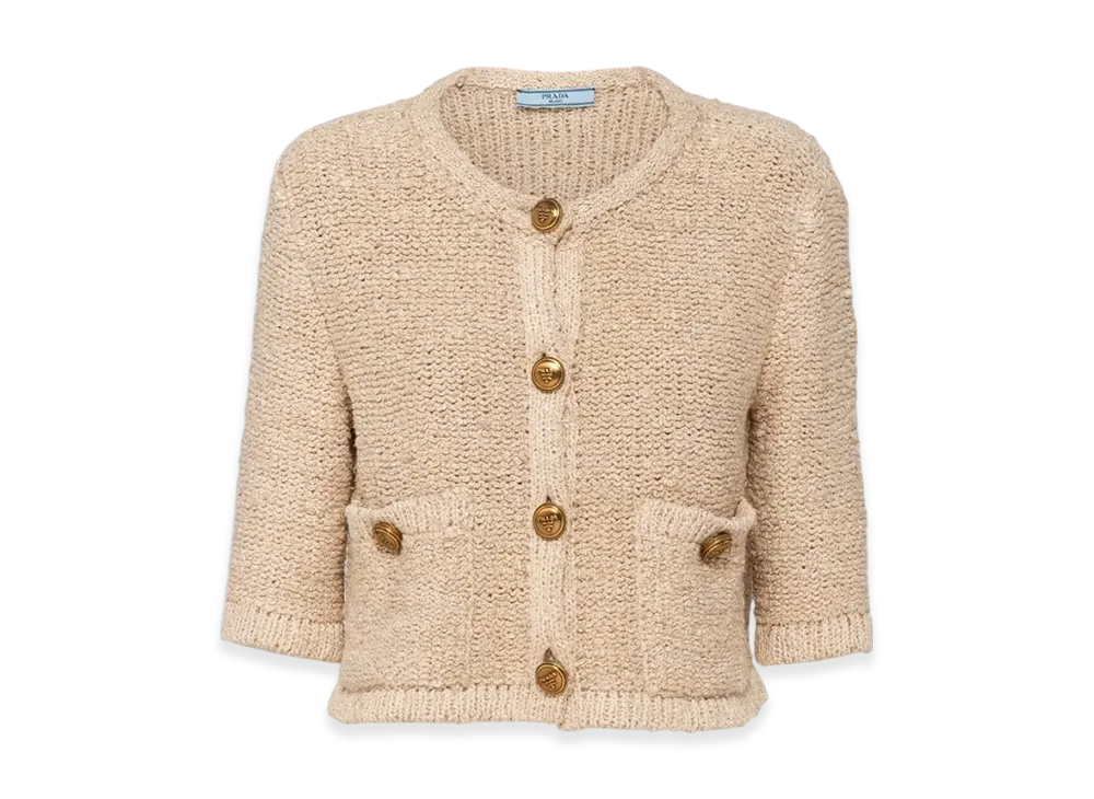 PRADA Women's Boucle Cardigan "Natural"