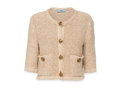 PRADA Women's Boucle Cardigan "Natural"