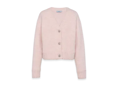 PRADA Women's Shetland Wool Cardigan "Alabaster Pink"