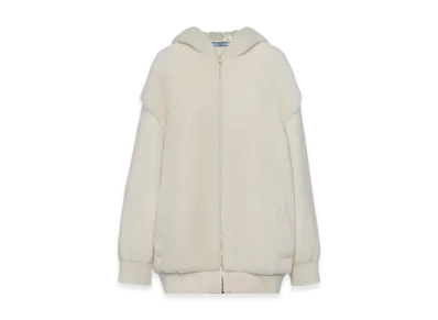PRADA Women's Cashmere Hoodie Cardigan "Chalk White"