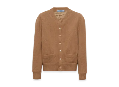 PRADA Women's Wool Cardigan "Camel Brown"
