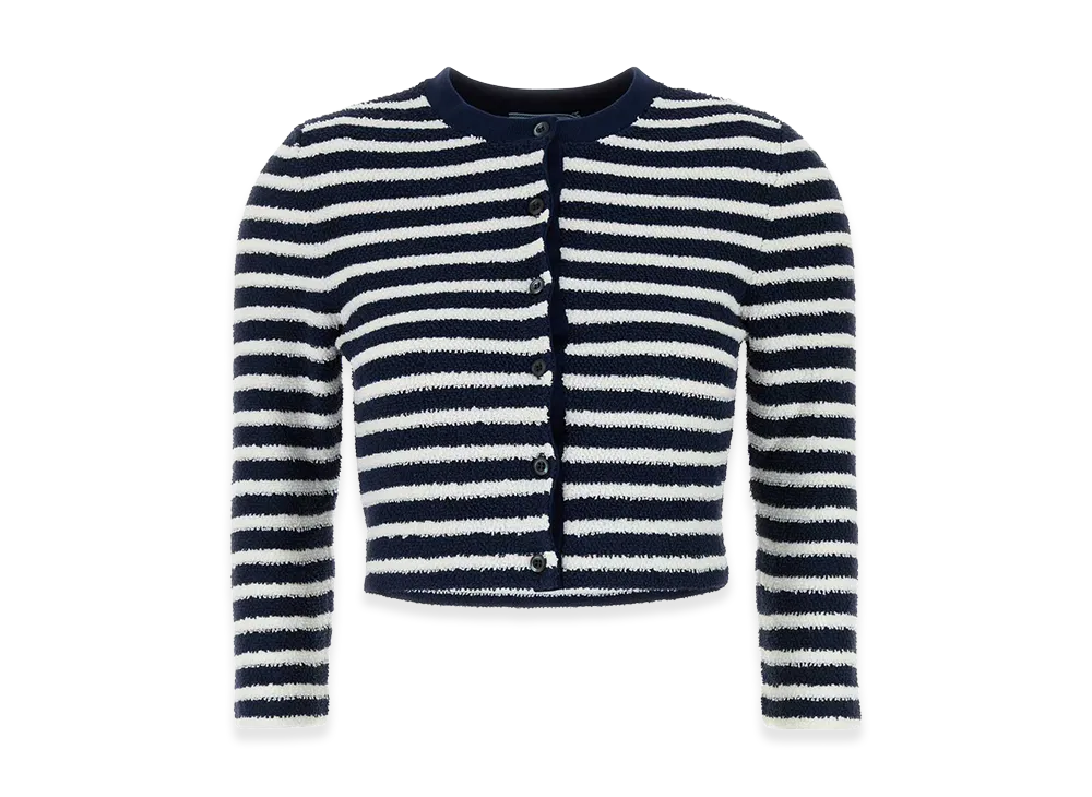 PRADA Women's Embroideboucle Cardigan "Stripped"