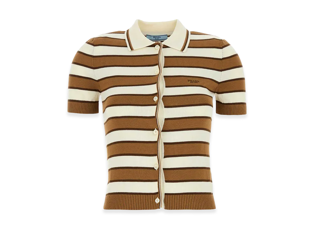 PRADA Women's Embroidecotton Cardigan "Stripped"