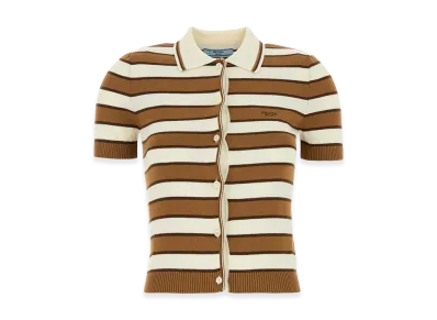 PRADA Women's Embroidecotton Cardigan "Stripped"