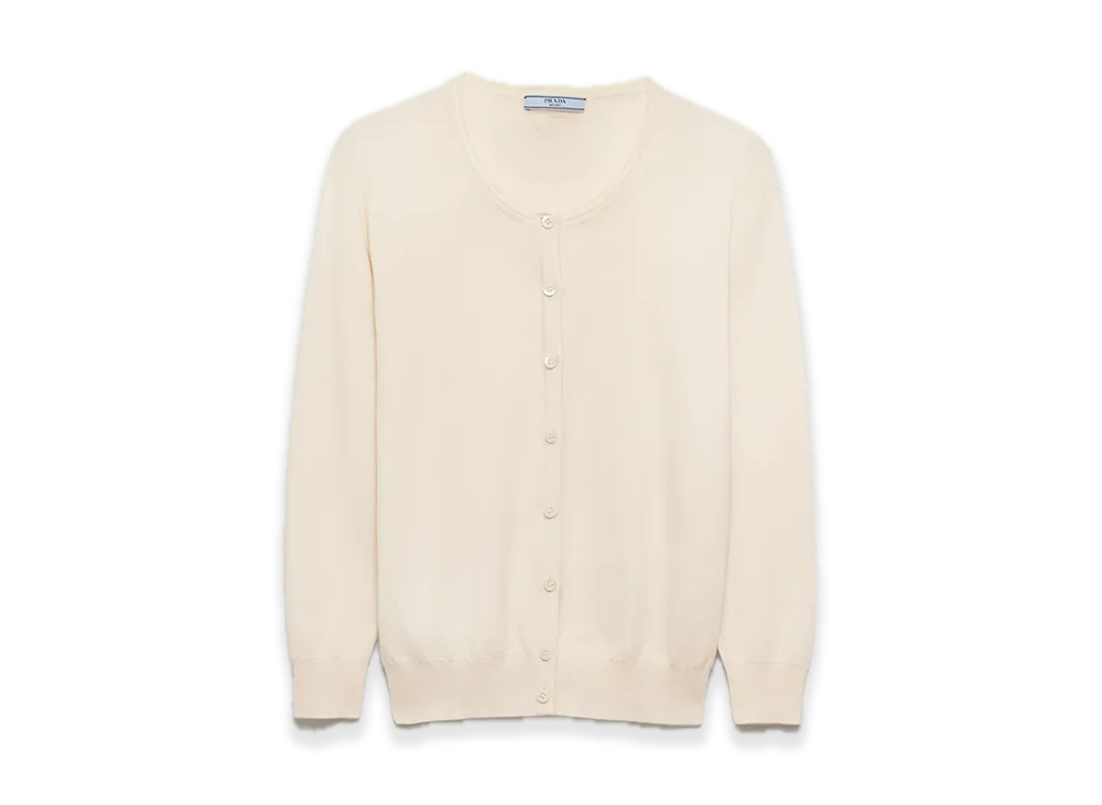 PRADA Cotton x Silk Knit Cardigan "Natural"