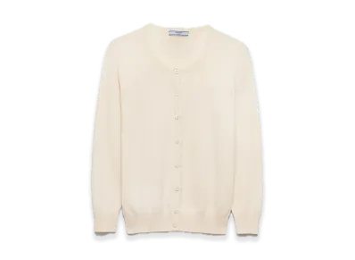 PRADA Cotton x Silk Knit Cardigan "Natural"