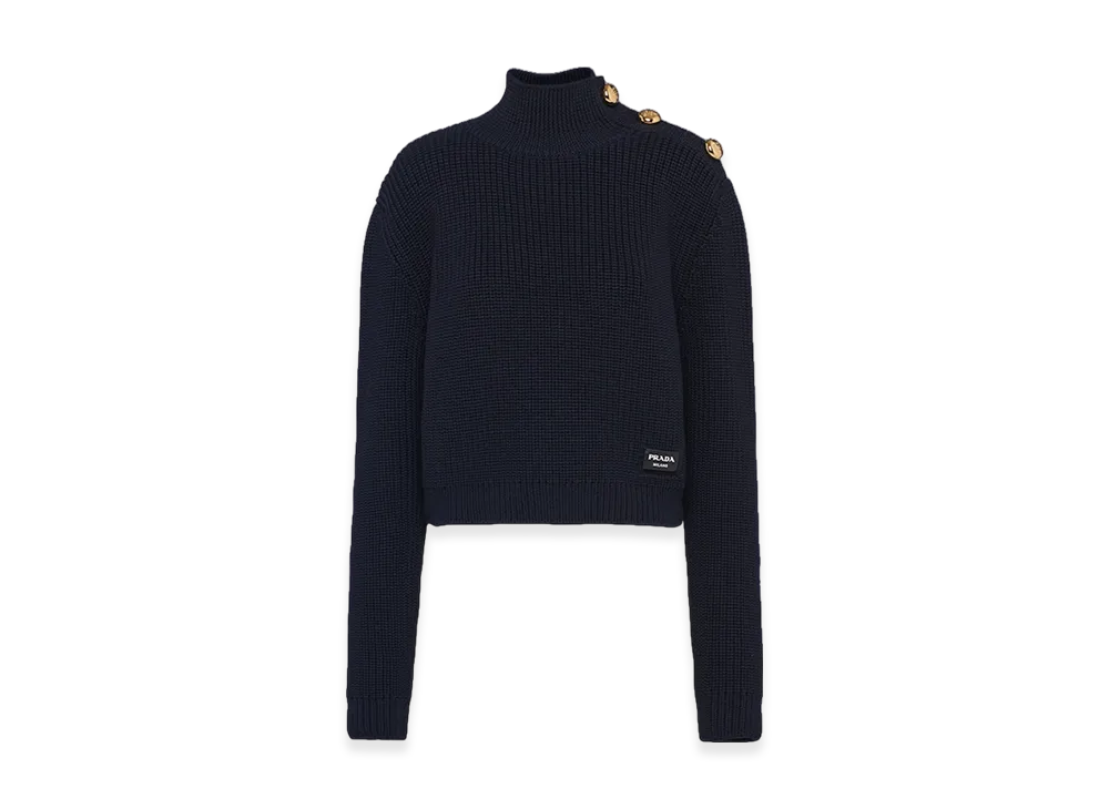 PRADA Women's Wool Turtleneck Sweater "Navy"