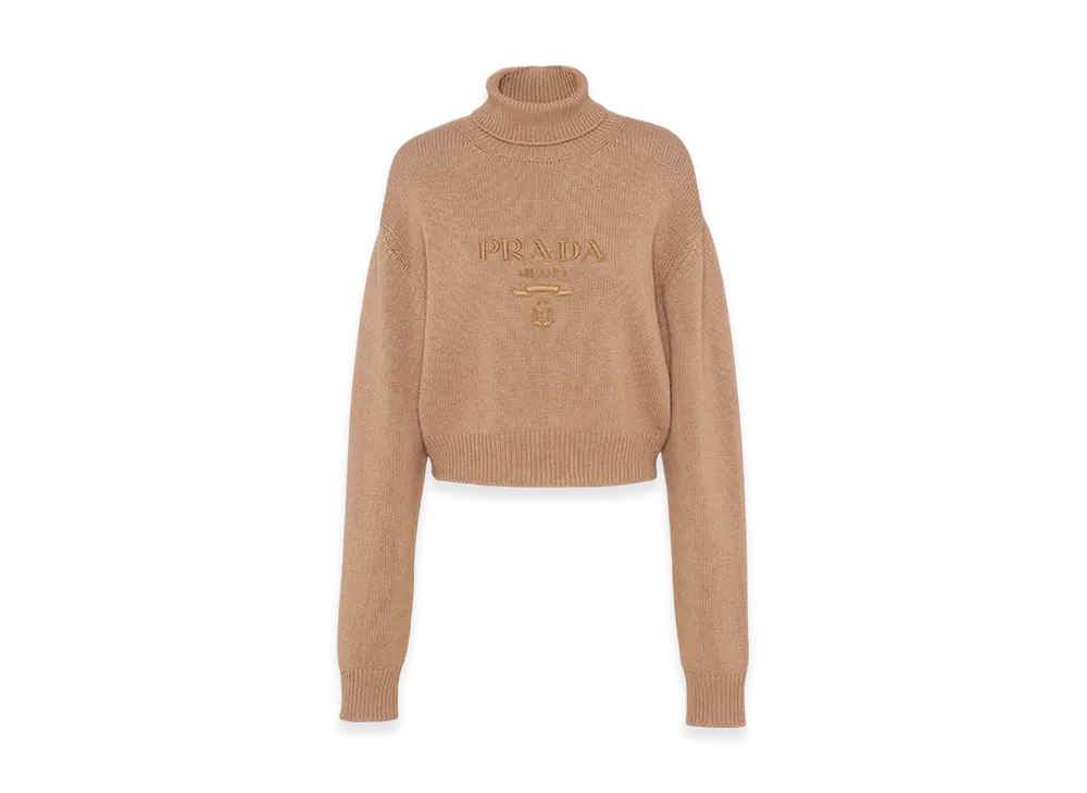 PRADA Women's Cashmere Wool Turtleneck Sweater "Camel Brown"