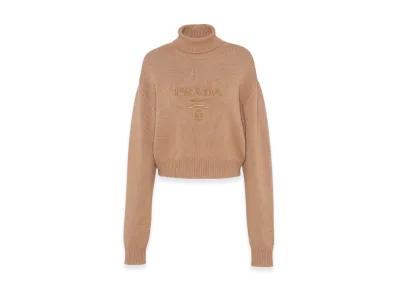 PRADA Women's Cashmere Wool Turtleneck Sweater "Camel Brown"
