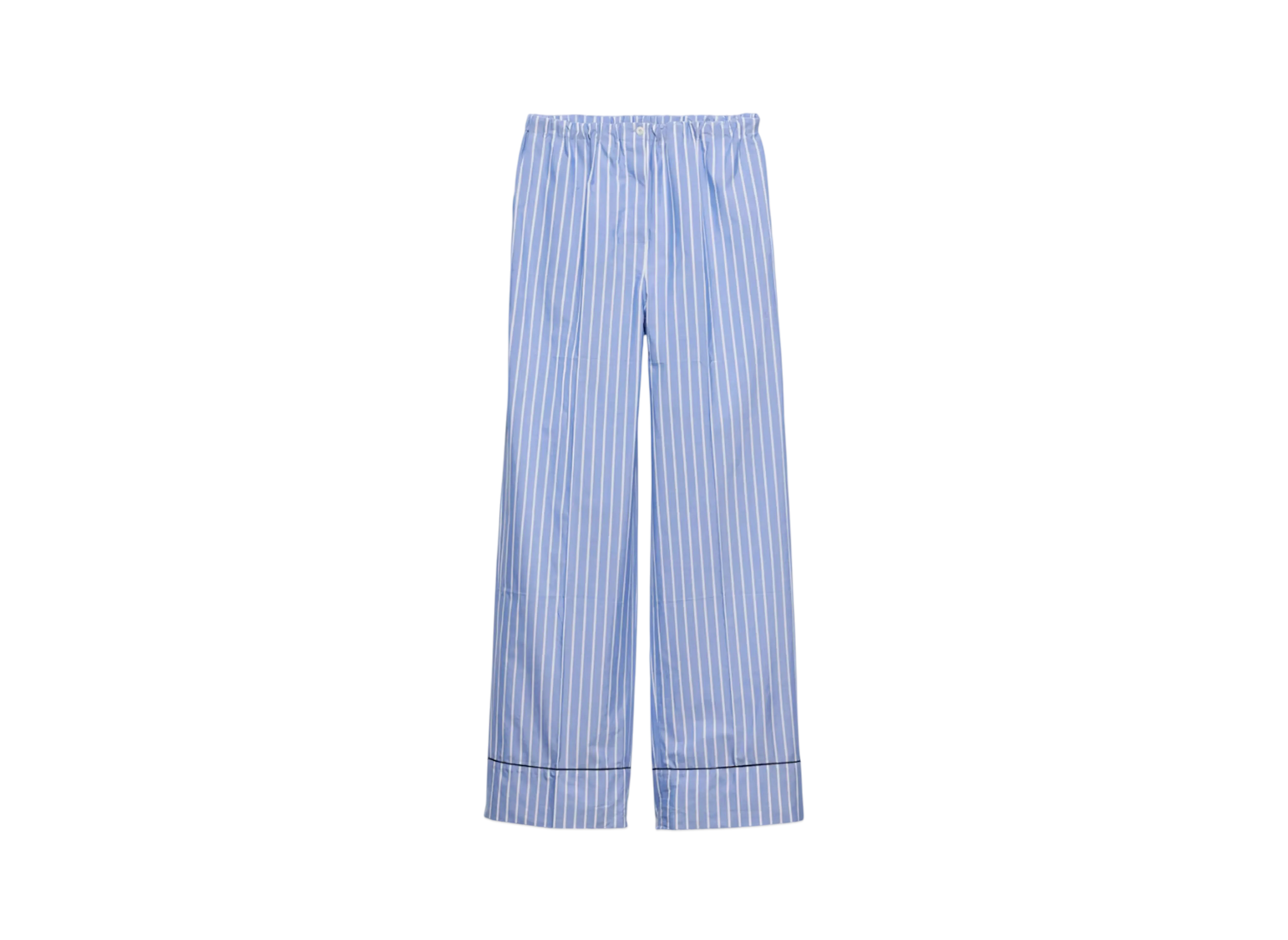 PRADA Women's Striped Chambray Trousers "Blue"