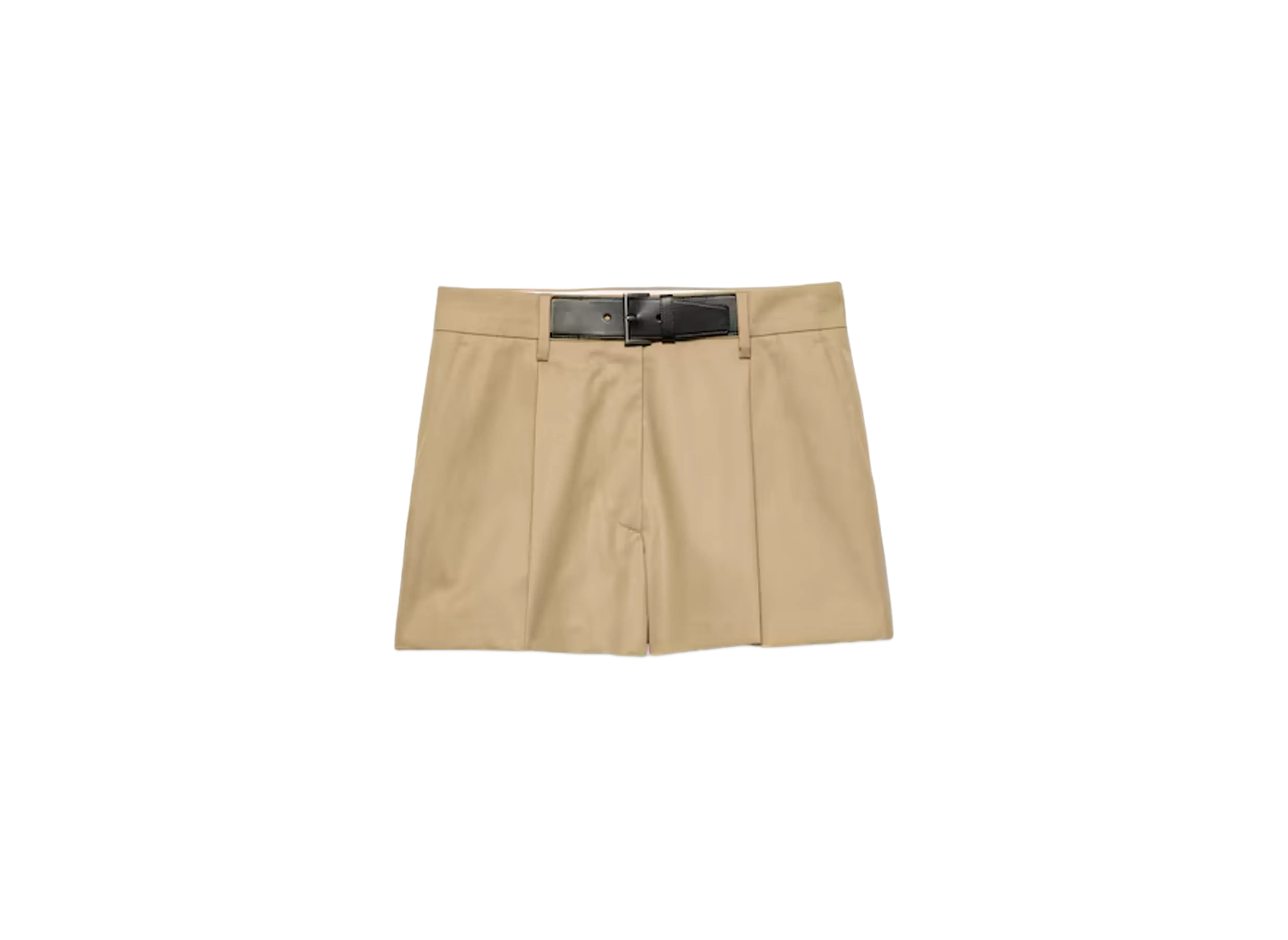 プラダ ウィメンズ レザーベルト付 ツイル ショートパンツ 