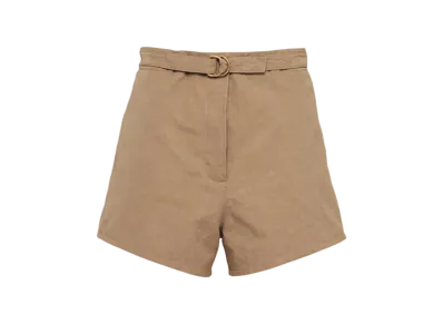 PRADA Panama Cotton and Linen Shorts "Hazelnut"