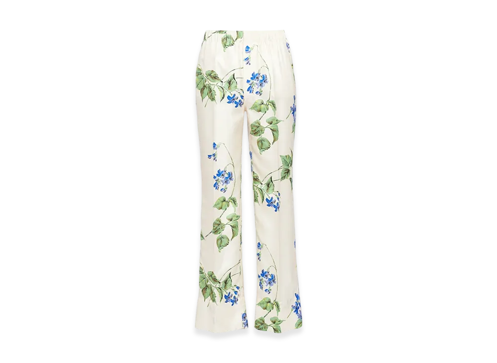 PRADA Women's Printed Twill Pants "Chalk White"