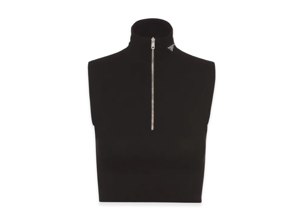 PRADA Women's Wool and Viscose Turtleneck Crop Top "Black"