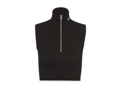 PRADA Women's Wool and Viscose Turtleneck Crop Top "Black"