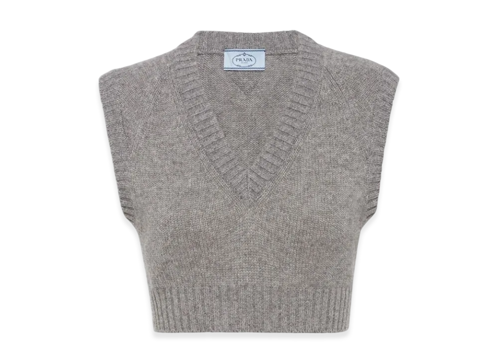PRADA Women's Cropped Cashmere Vest "Grey"