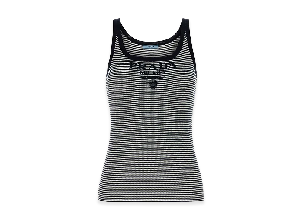 PRADA Women's Embroidesilk Tank Top "Stripped"