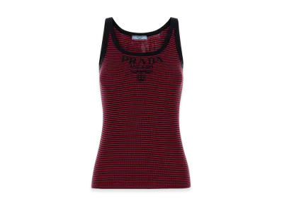 PRADA Women's Embroidesilk Tank Top "Stripped"