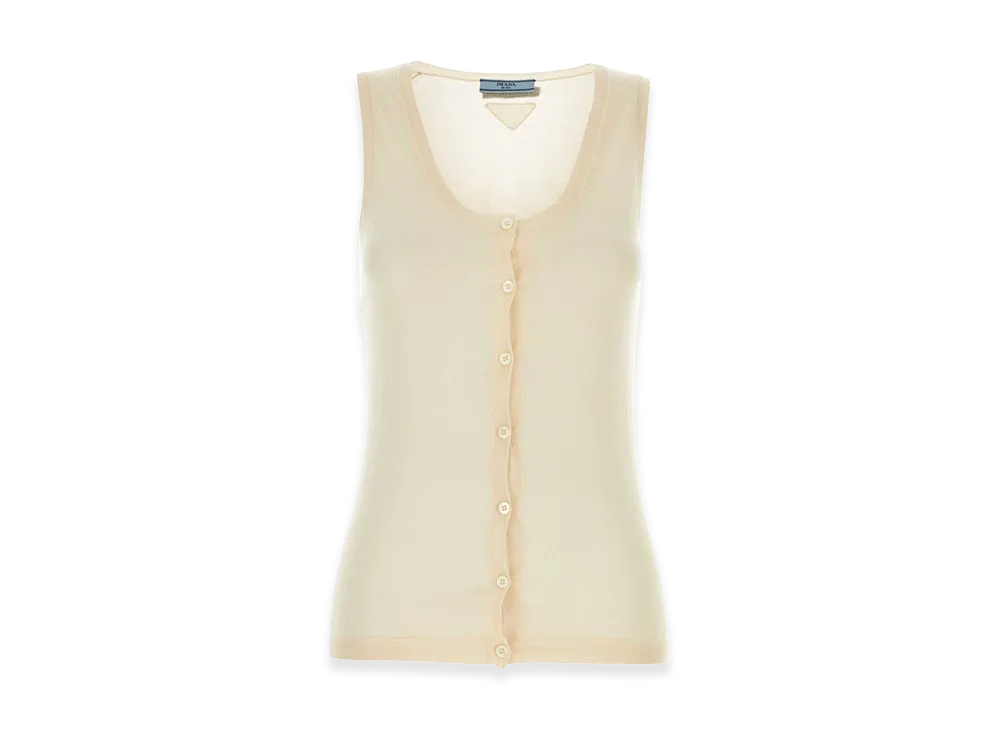 PRADA Women's Skin Cashmere Blend Vest "Beige"