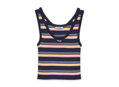 PRADA Women's Cotton Tank Top "Navy"