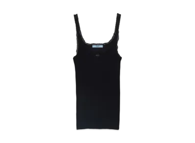 PRADA Women's Ribbed Cotton Top "Black"