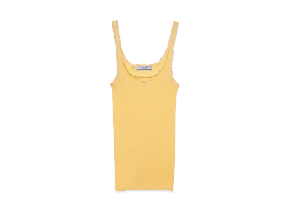 PRADA Women's Ribbed Cotton Top "Yellow"